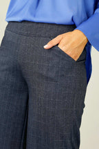 Blue Check Ponte Jet Check Culotte