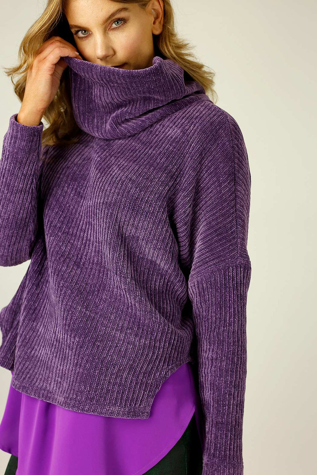 Purple Velour Turtle Neck
