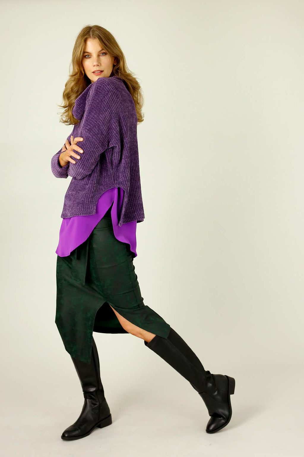 Purple Velour Turtle Neck