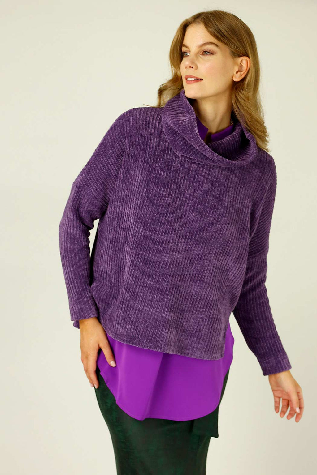 Purple Velour Turtle Neck