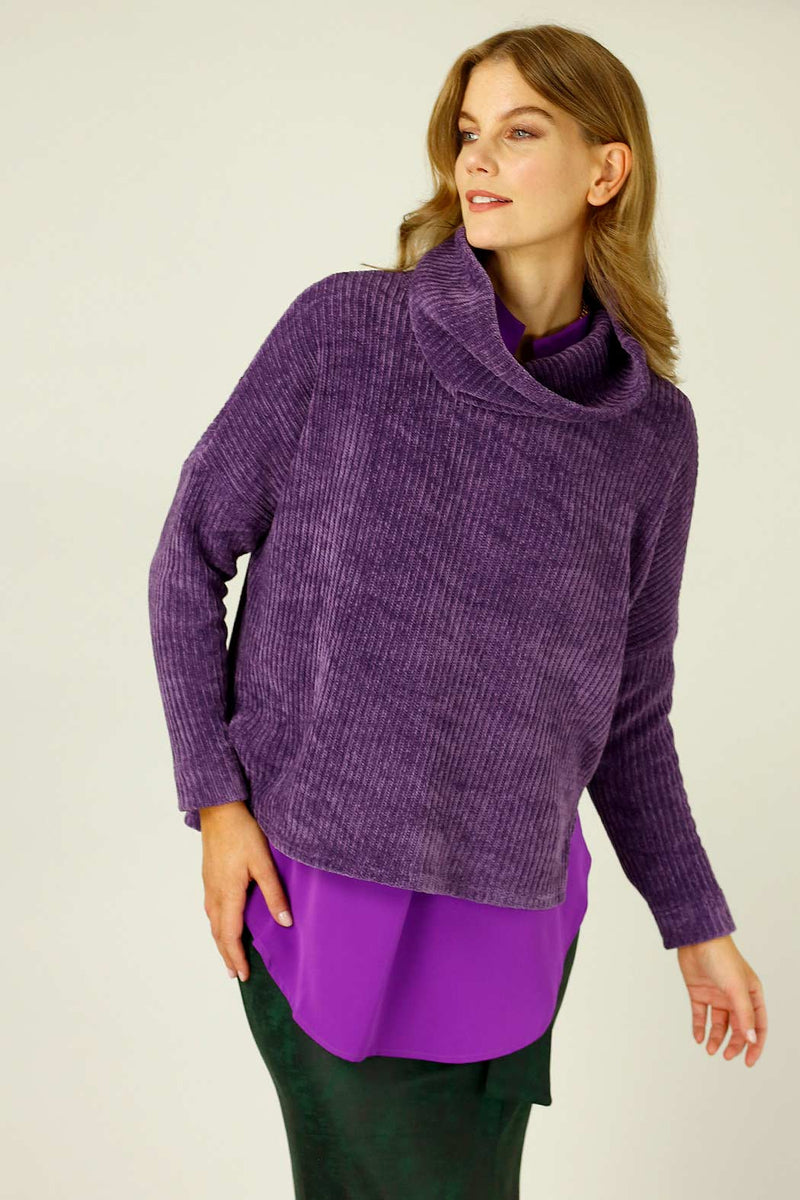 Purple Velour Turtle Neck