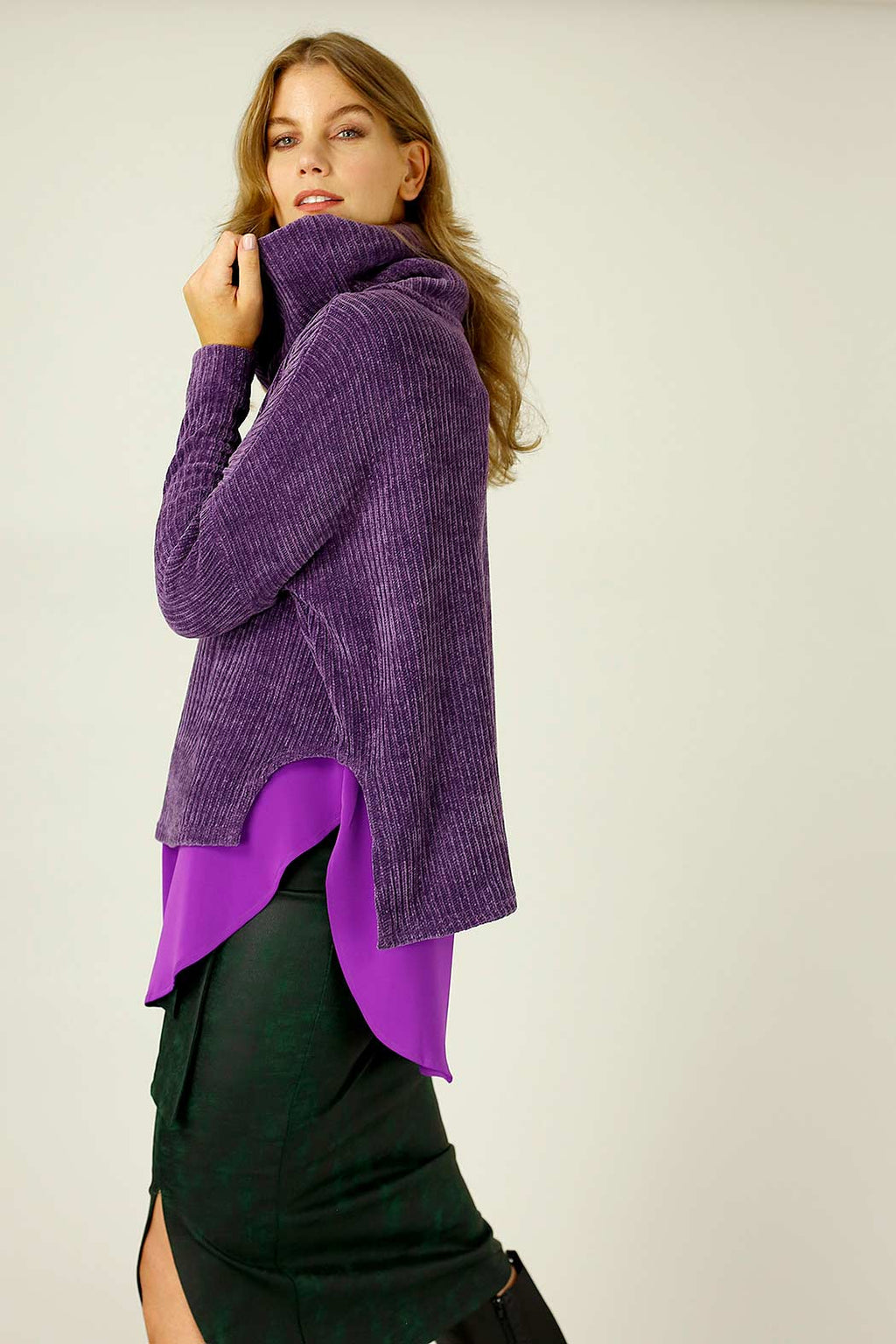Purple Velour Turtle Neck