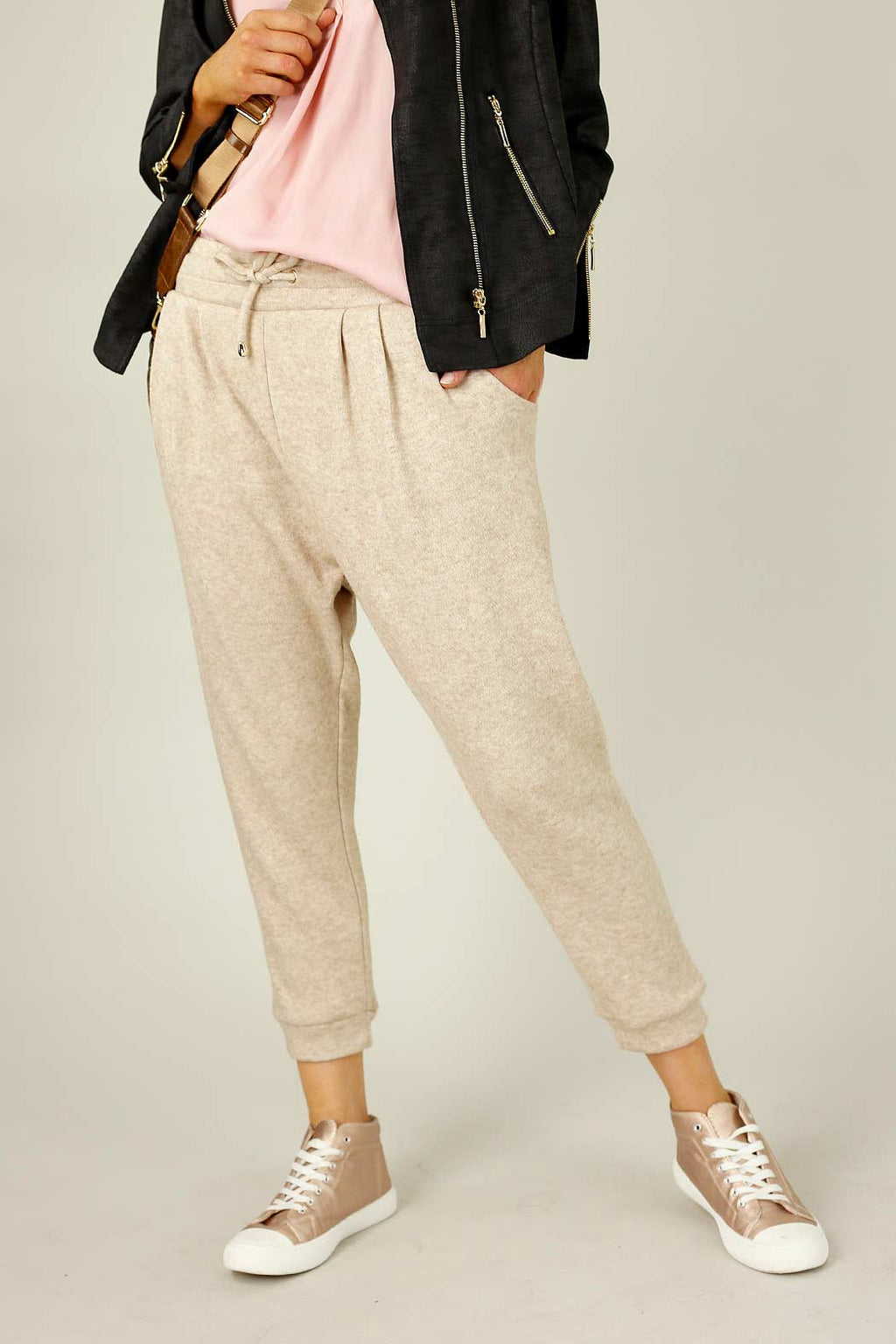 Beige Lux Slouch Pant