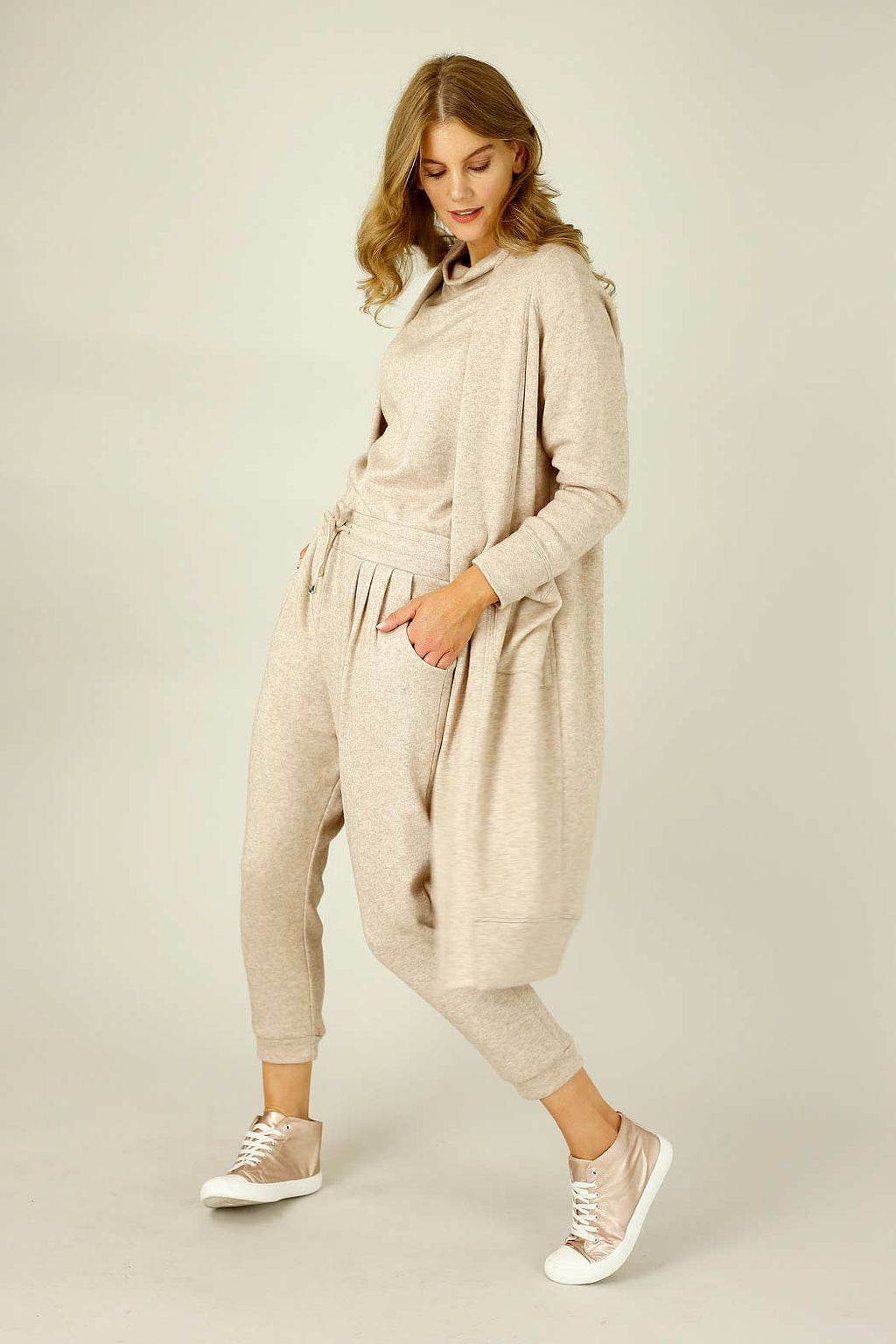 Beige Lux Slouch Pant