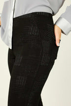 Black Jacquard Ponte Panel Pant - SALE