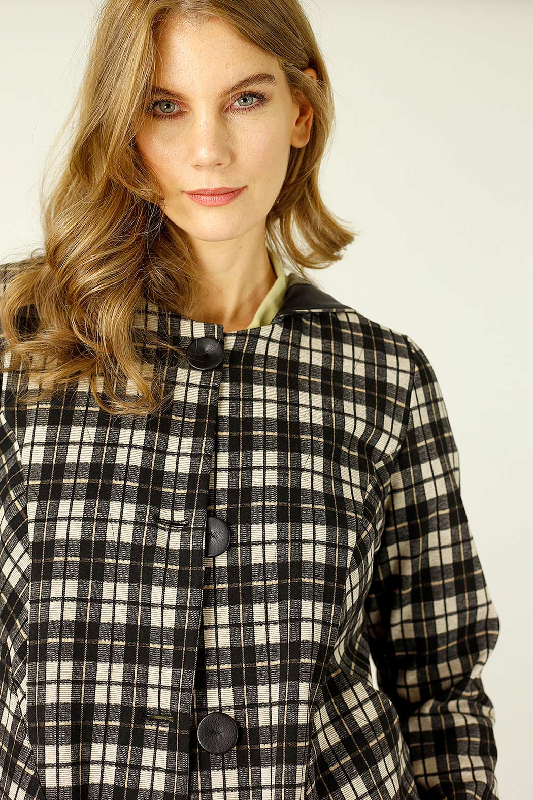 Caramel Check Swing Coat