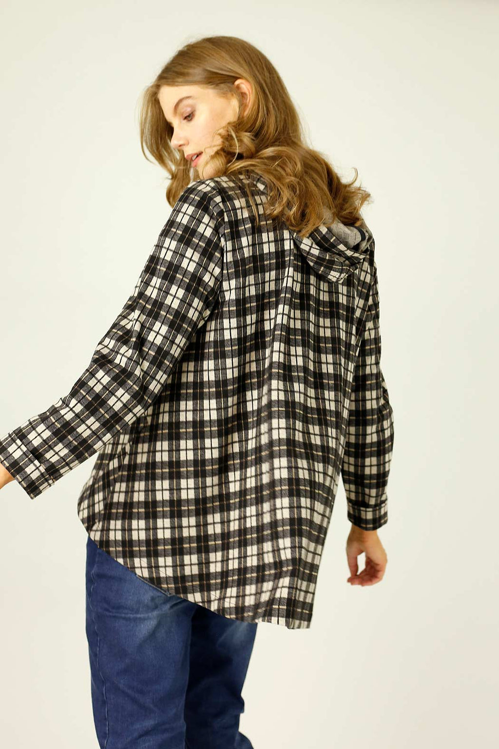 Caramel Check Swing Coat