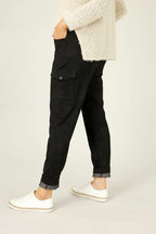 Black Jacquard Ponte Cargo Jogger