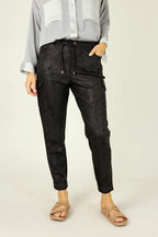Black Leatherette Cargo Jogger