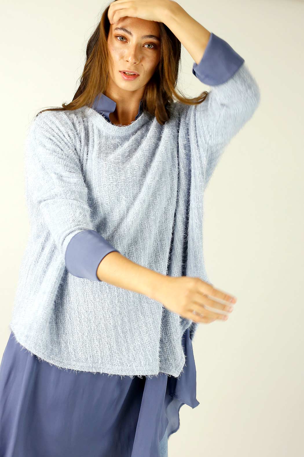 Light Blue Eyelash Knit Overtop