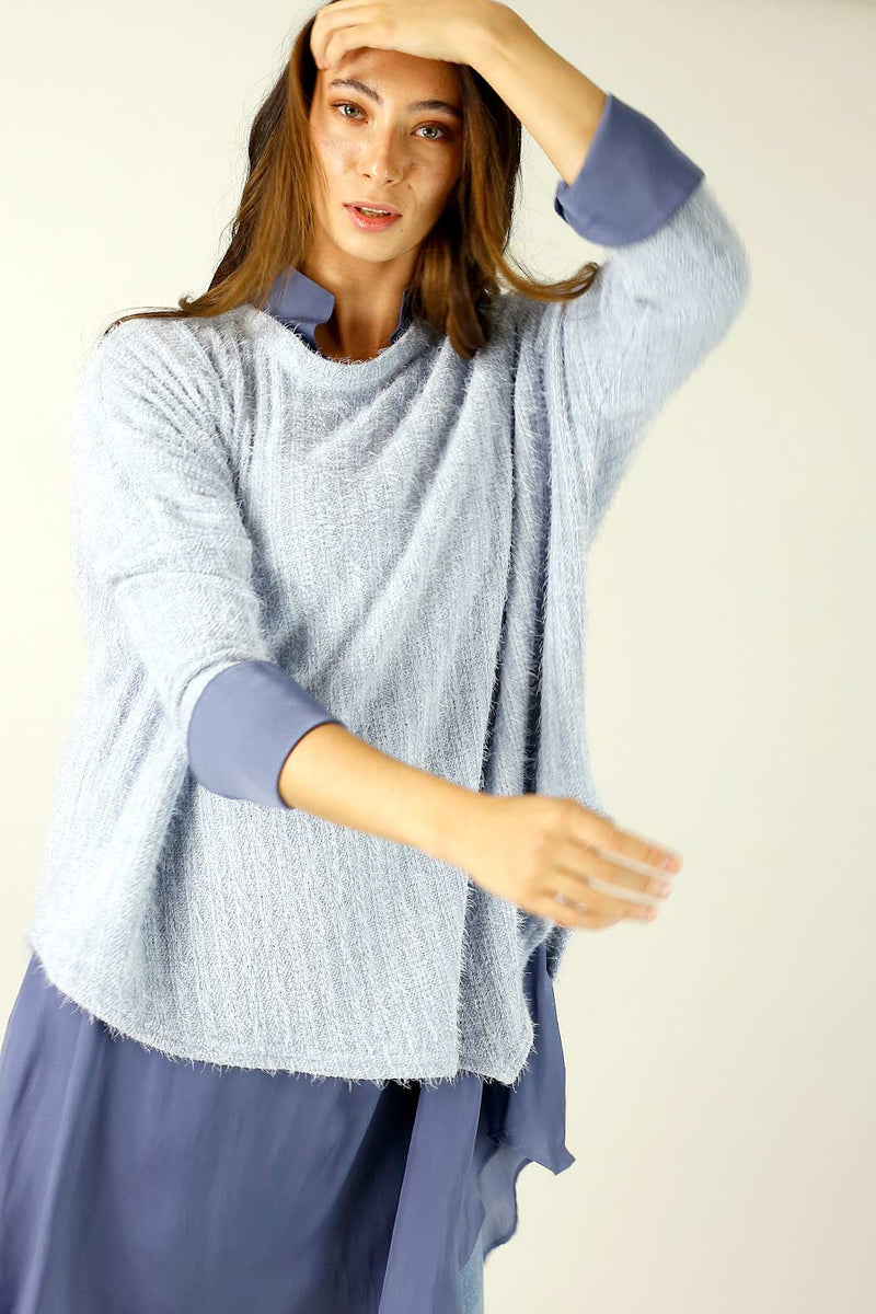 Light Blue Eyelash Knit Overtop
