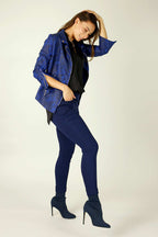 Navy Diamond Bengaline Pintuck Jean