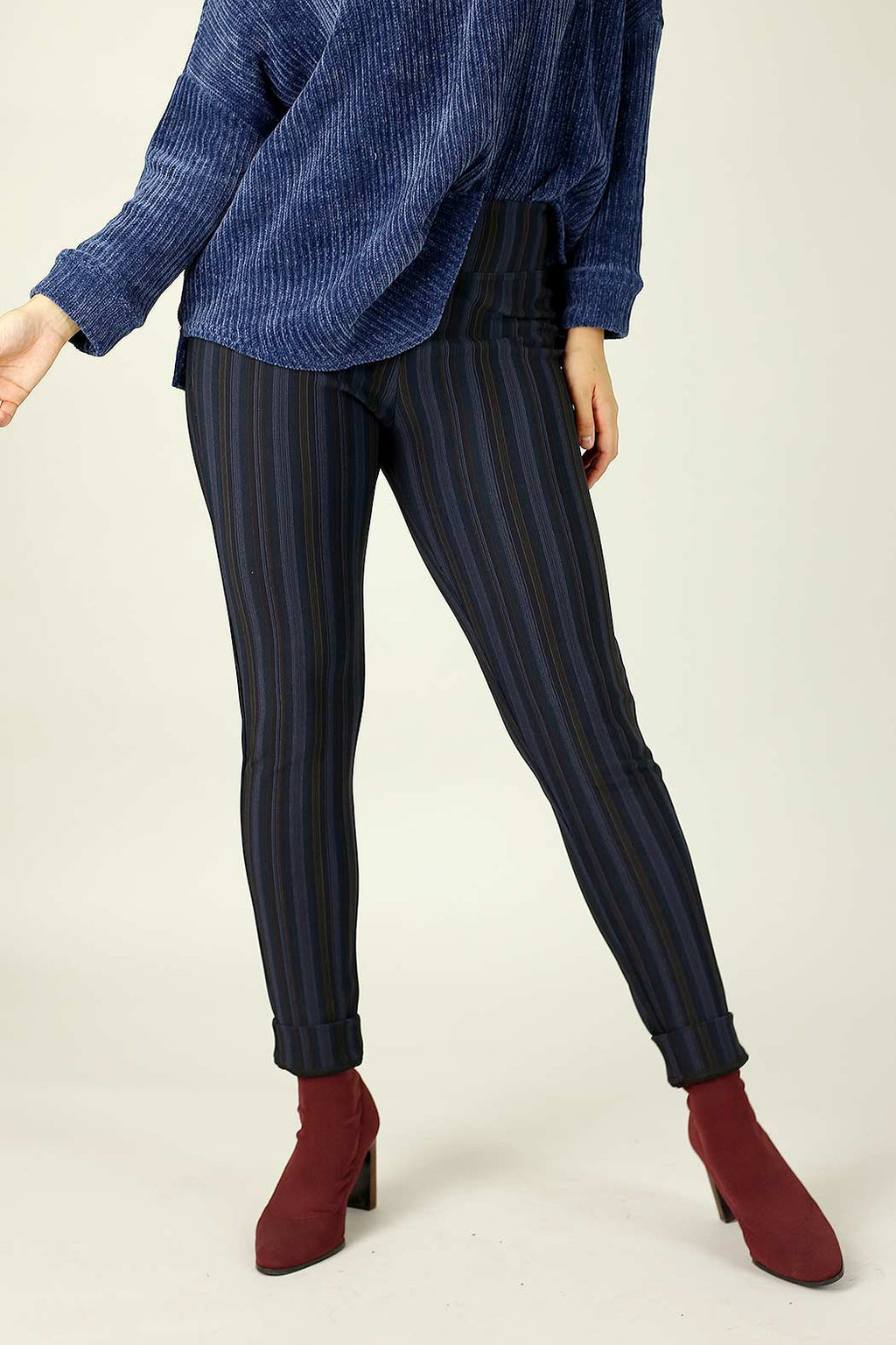 Purple Stripe Ponte Slim Pant - SALE