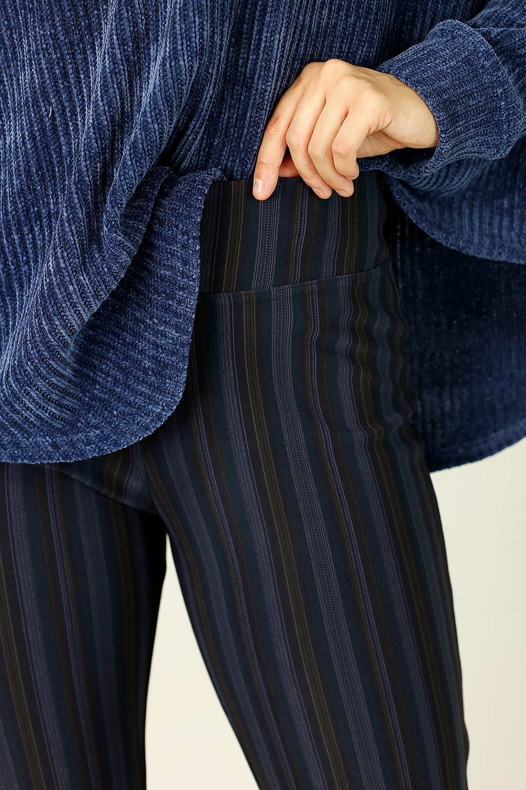 Purple Stripe Ponte Slim Pant - SALE