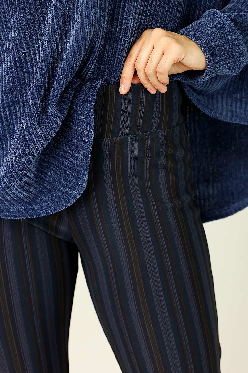 Purple Stripe Ponte Slim Pant - SALE