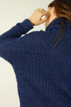 Blue Fluffy Turtle Neck Jumper