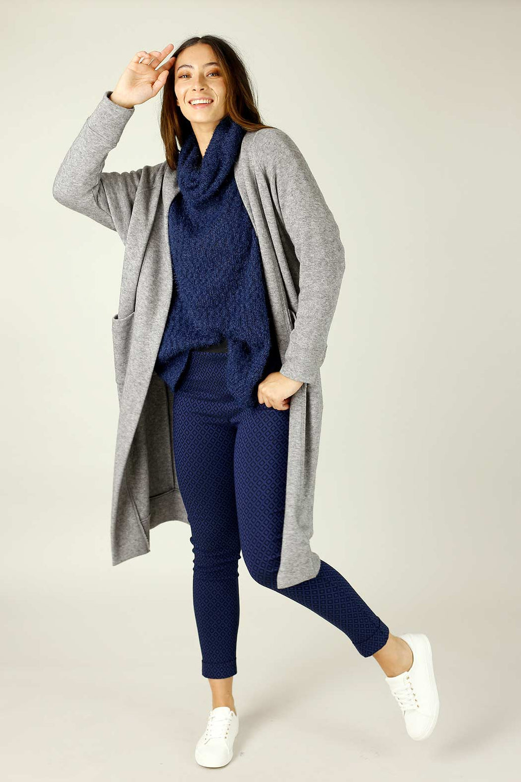 Navy Diamond Bengaline Cuffed Jogger - SALE