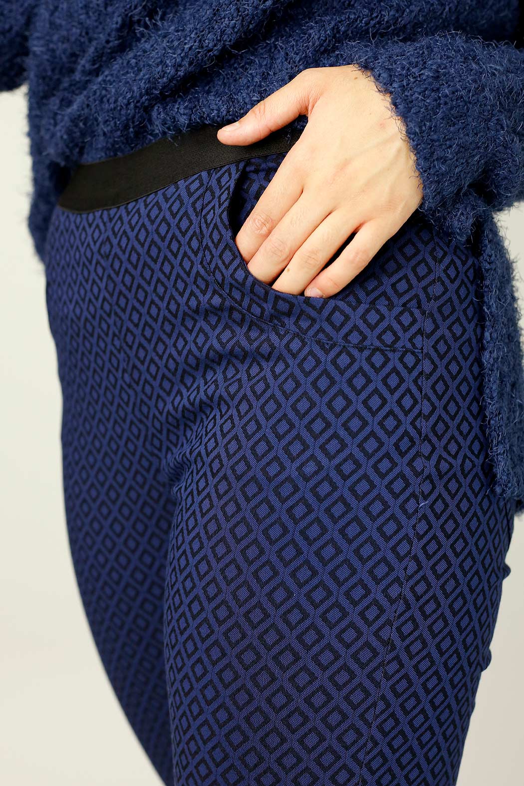 Navy Diamond Bengaline Cuffed Jogger - SALE
