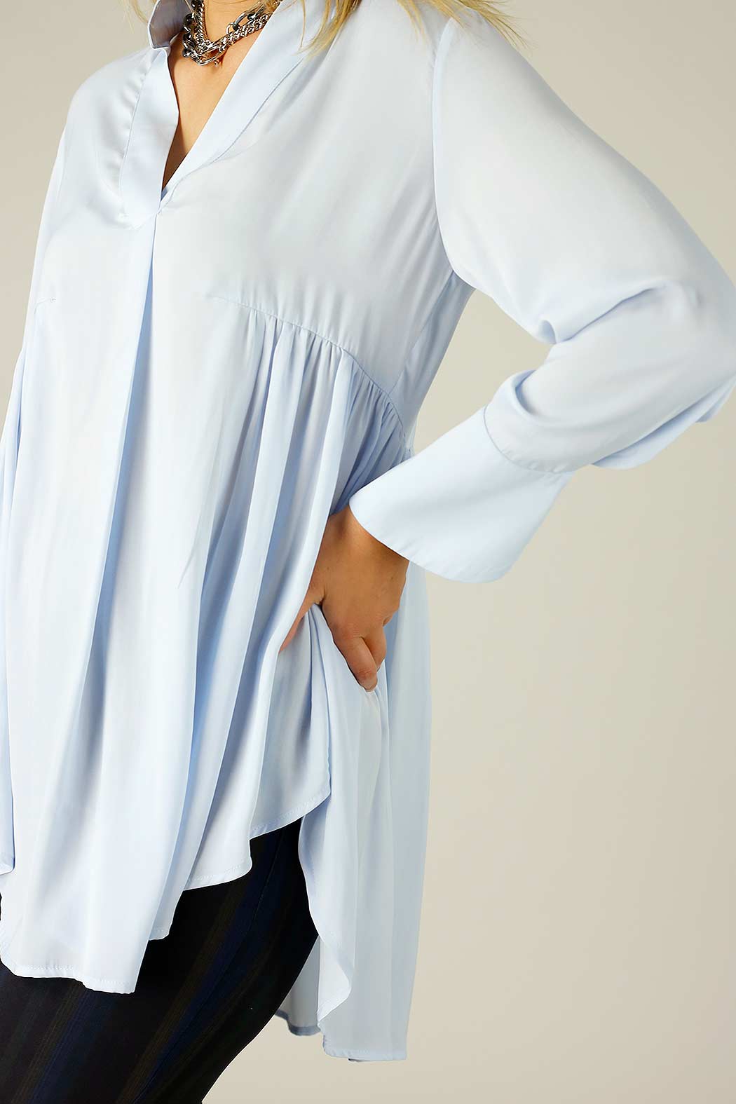 Pale Blue Seta Babydoll Shirt