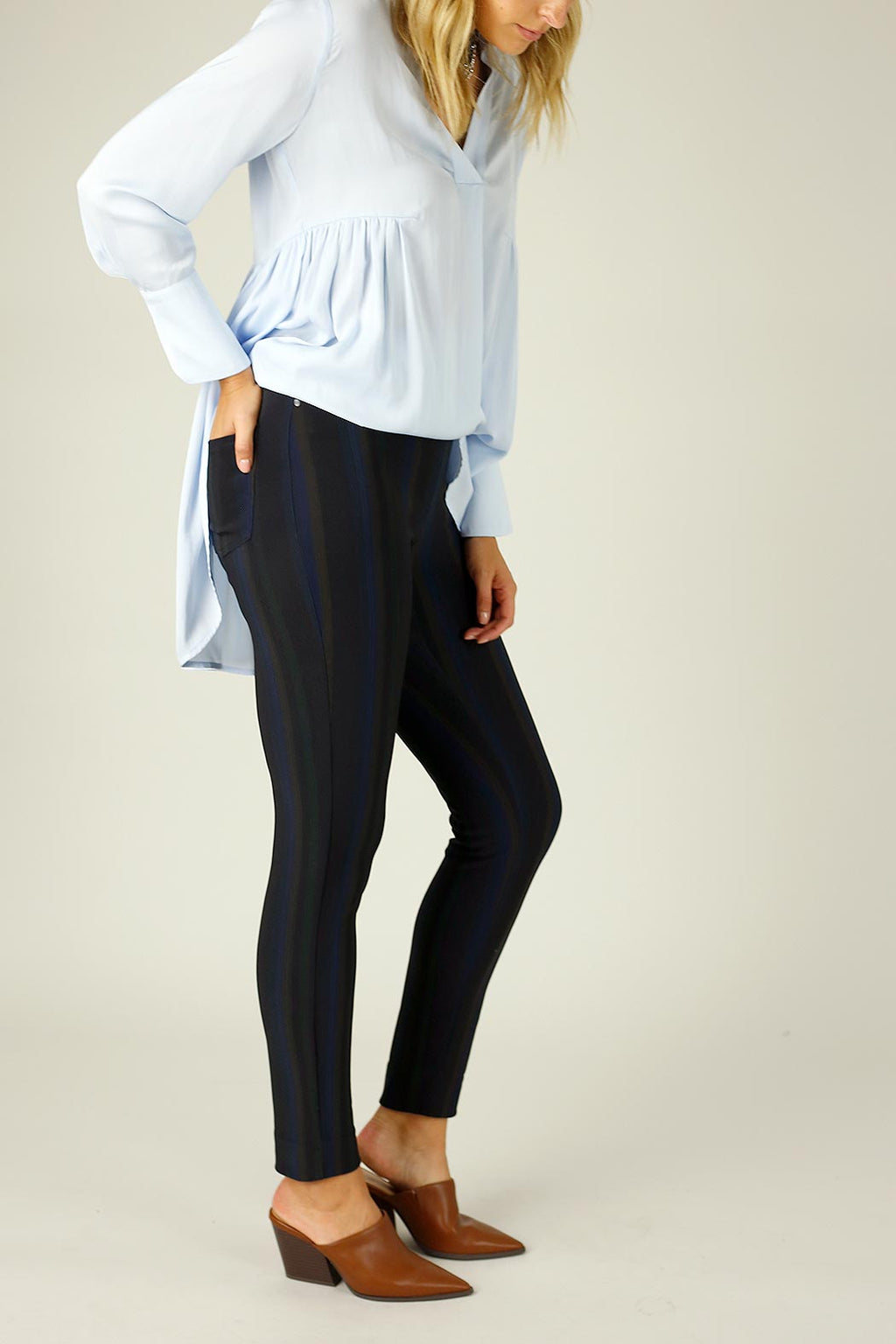 Dark Stripe Ponte Relaxed Slim Jean - FINAL SALE