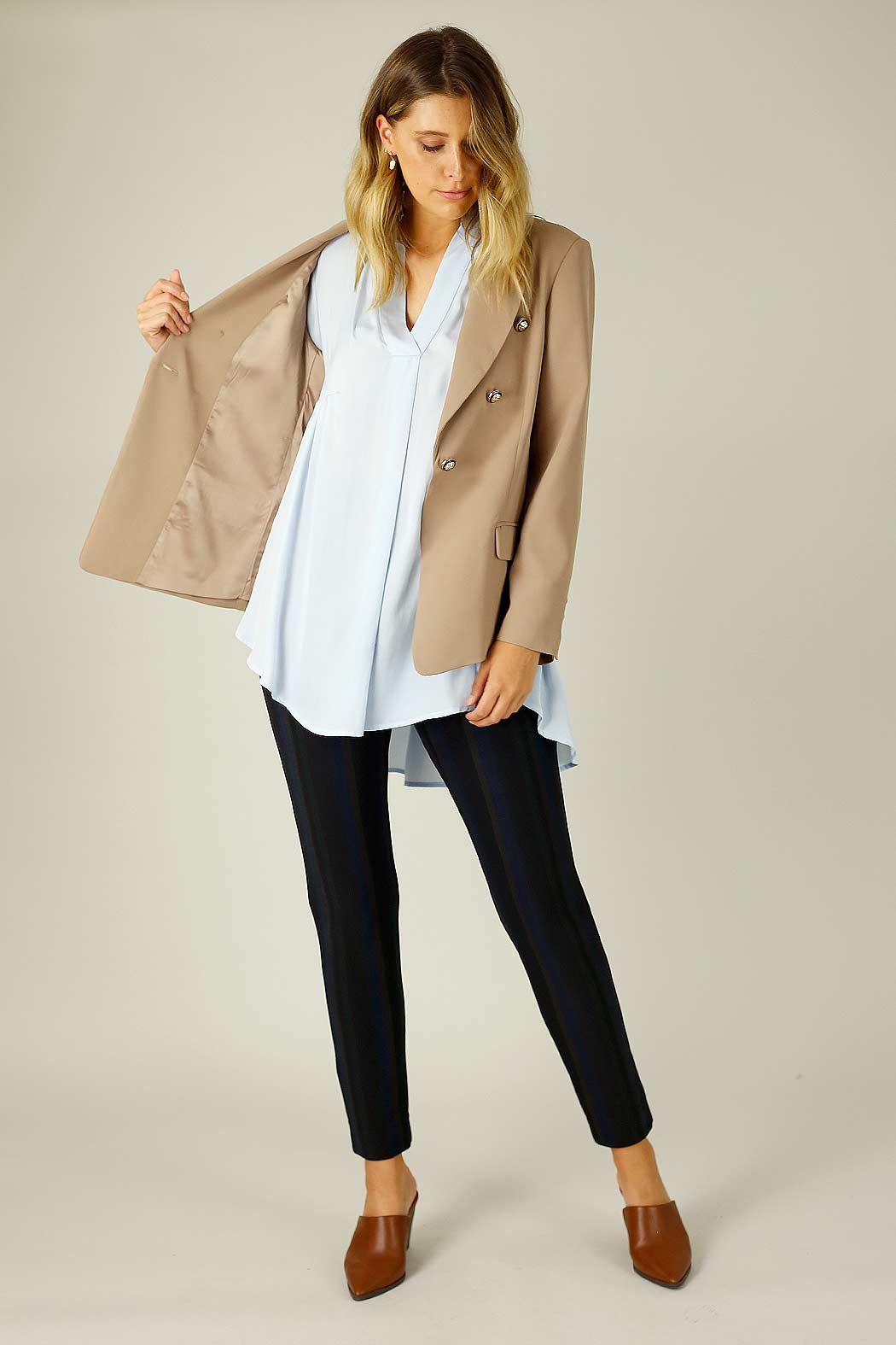 Dark Stripe Ponte Relaxed Slim Jean - FINAL SALE