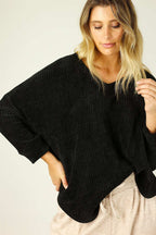 Black Velour Vee Jumper - SALE