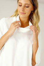 White Soft Touch Drape Blouse