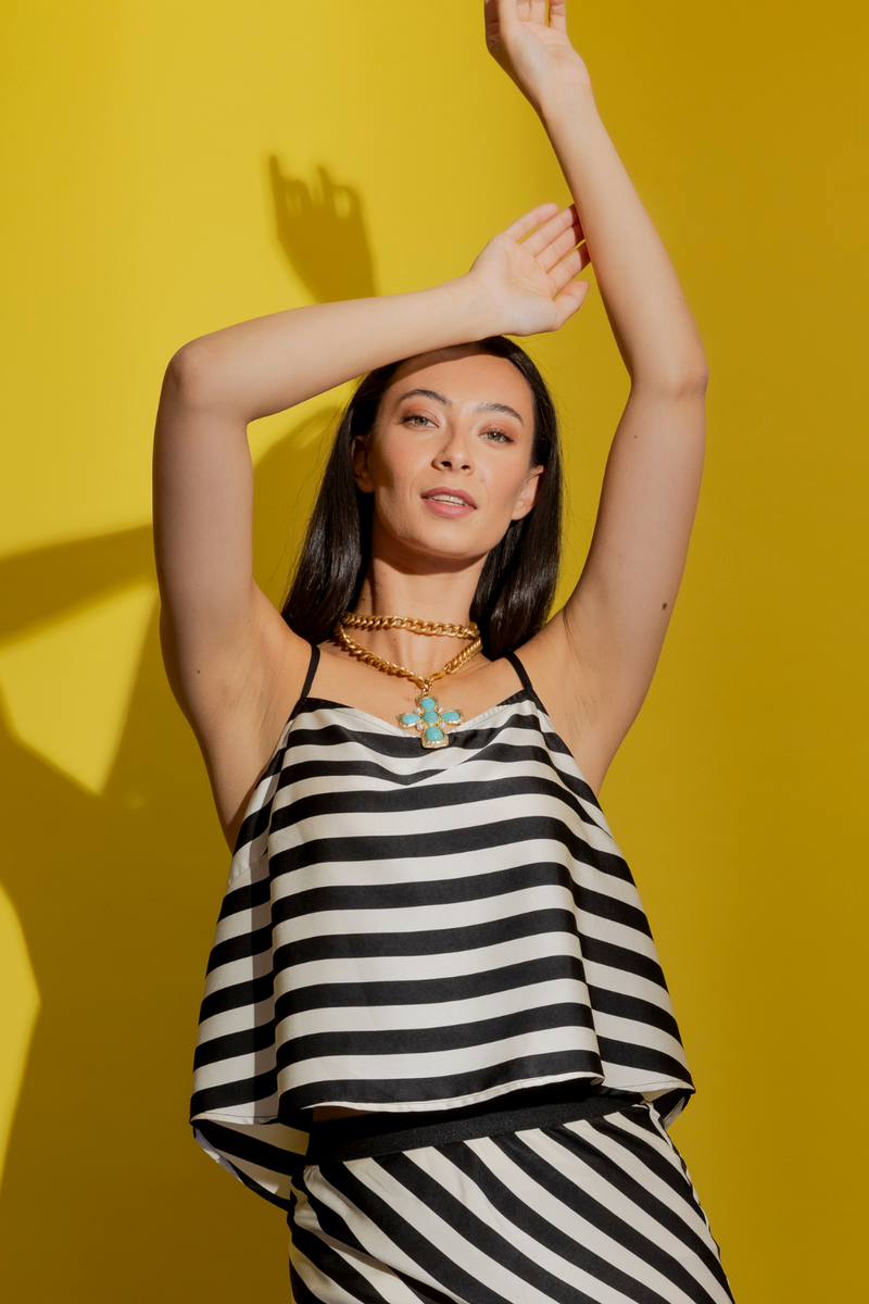 Thick Stripe Silky Summer Cami