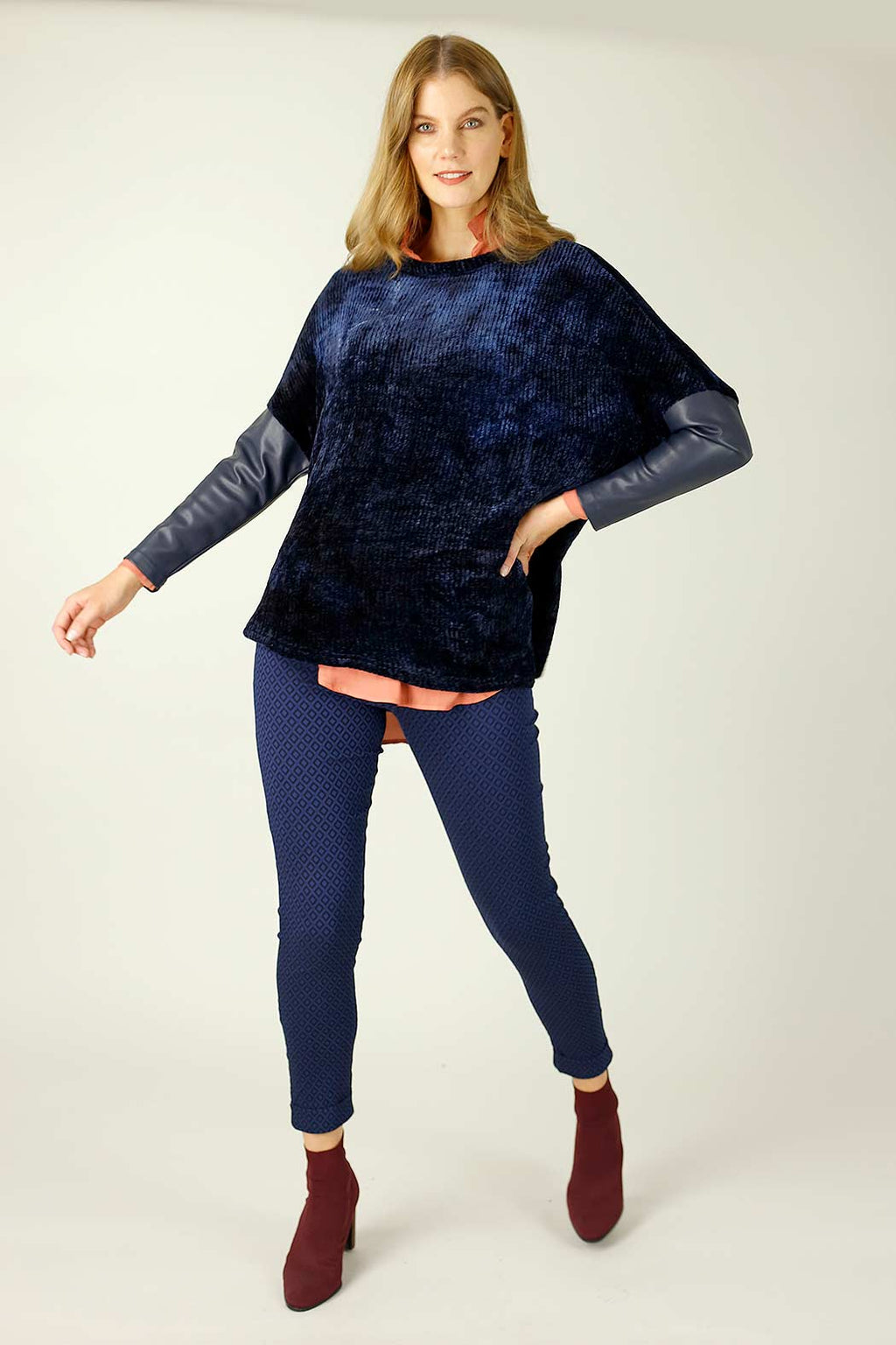 Navy Velour Tie Dye Top - FINAL SALE