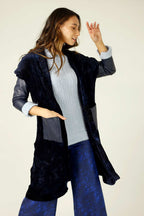 Navy Velour Tie Dye Cardigan - FINAL SALE