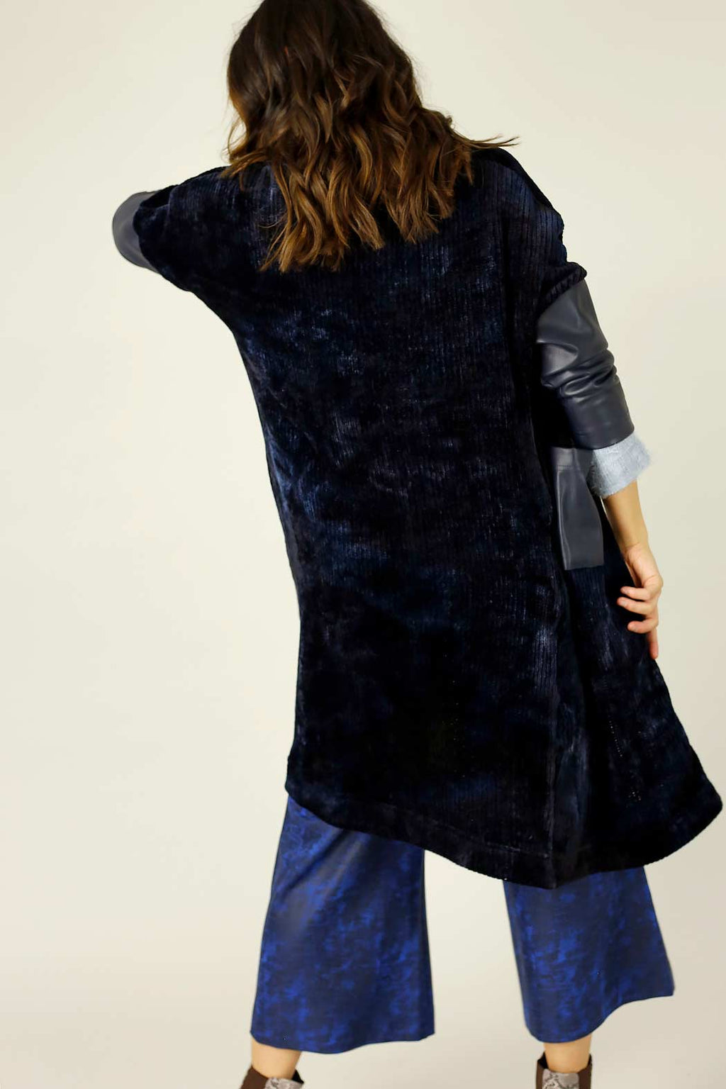 Navy Velour Tie Dye Cardigan - FINAL SALE