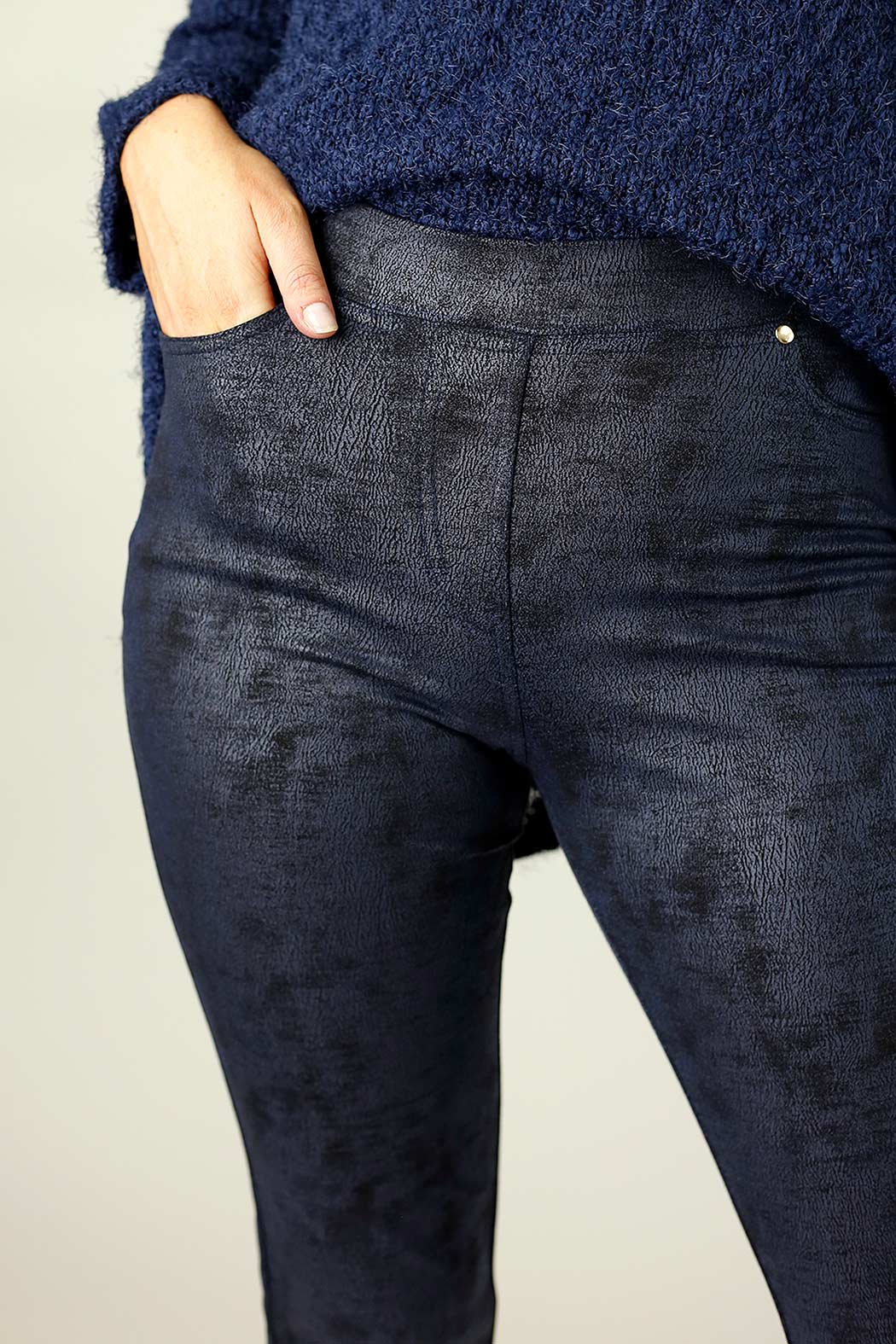 Ink Leatherette Pull On Jean - SALE