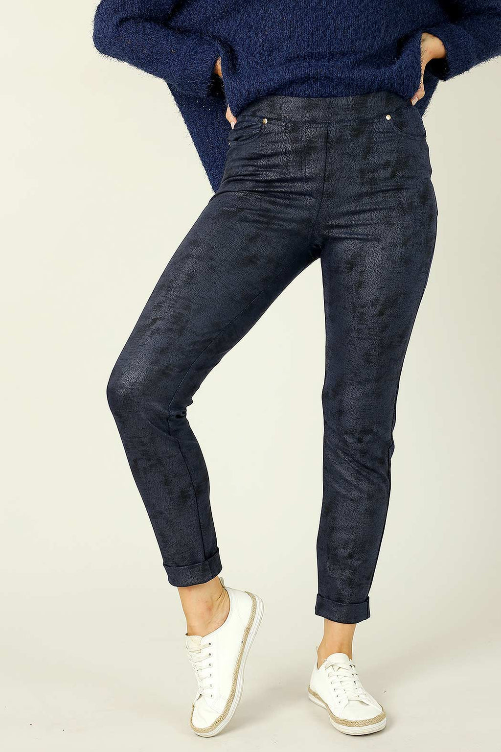 Ink Leatherette Pull On Jean - SALE