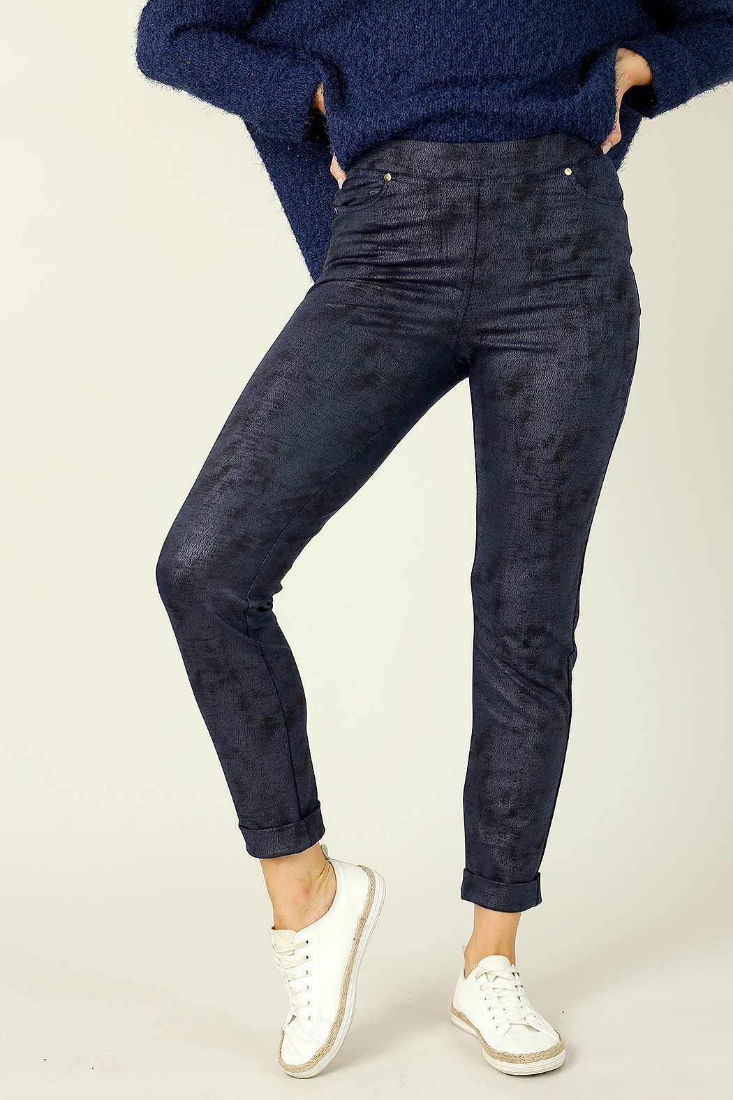 Ink Leatherette Pull On Jean - SALE