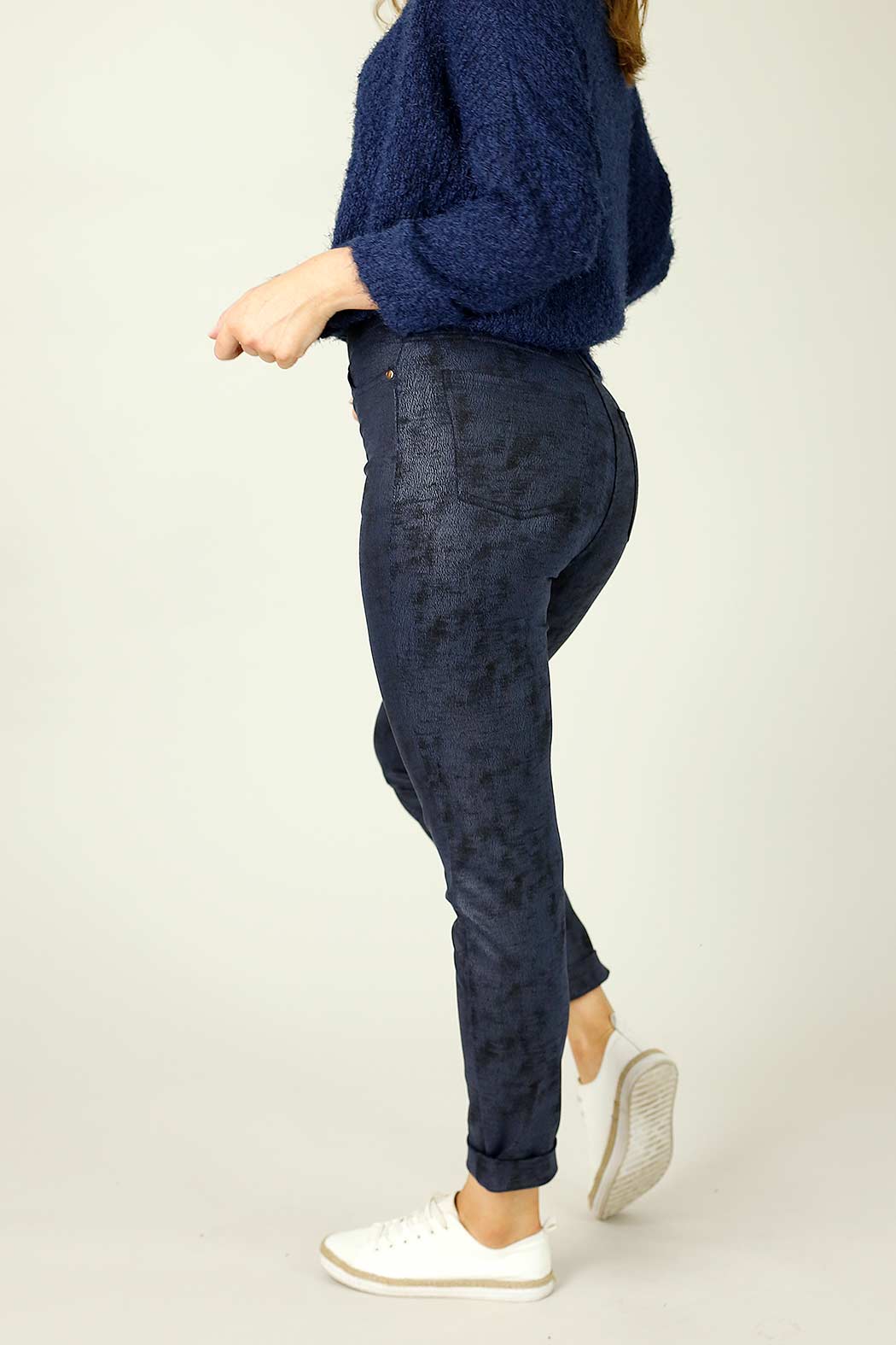 Ink Leatherette Pull On Jean - SALE
