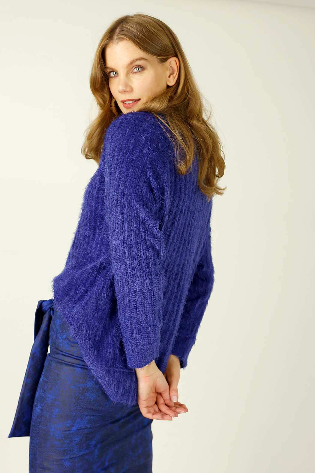 Cobalt Eyelash Knit Turtle Jumper