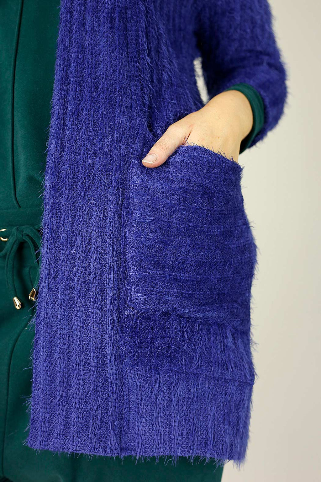 Cobalt Eyelash Knit Relaxed Cardigan