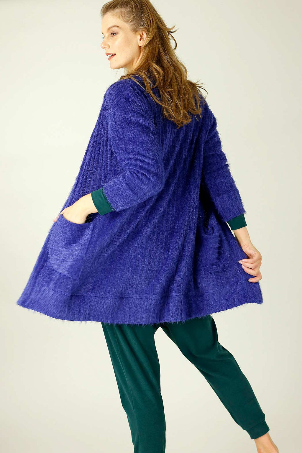 Cobalt Eyelash Knit Relaxed Cardigan