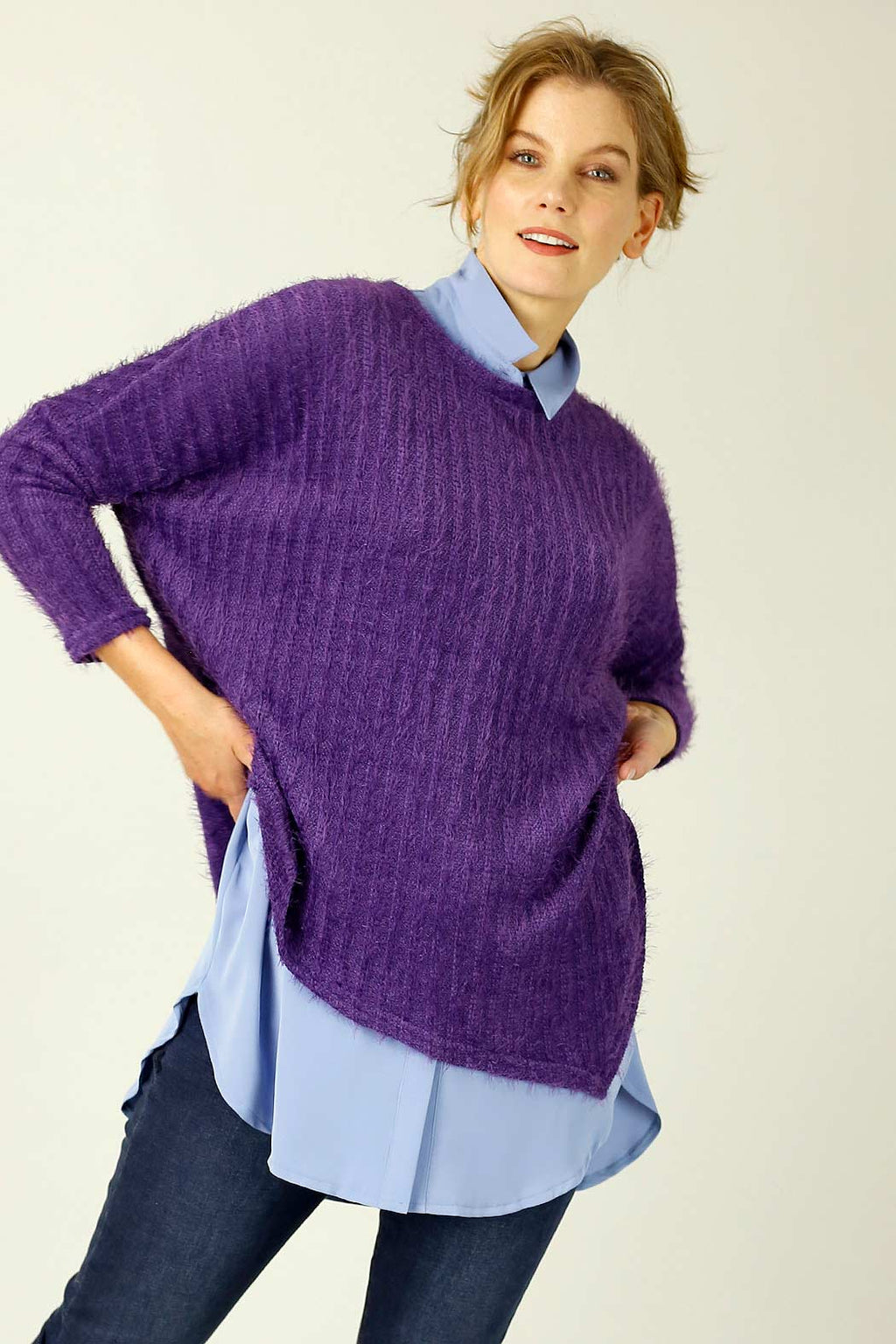 Purple Eyelash Knit Overtop