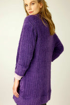 Purple Eyelash Knit Relaxed Cardigan