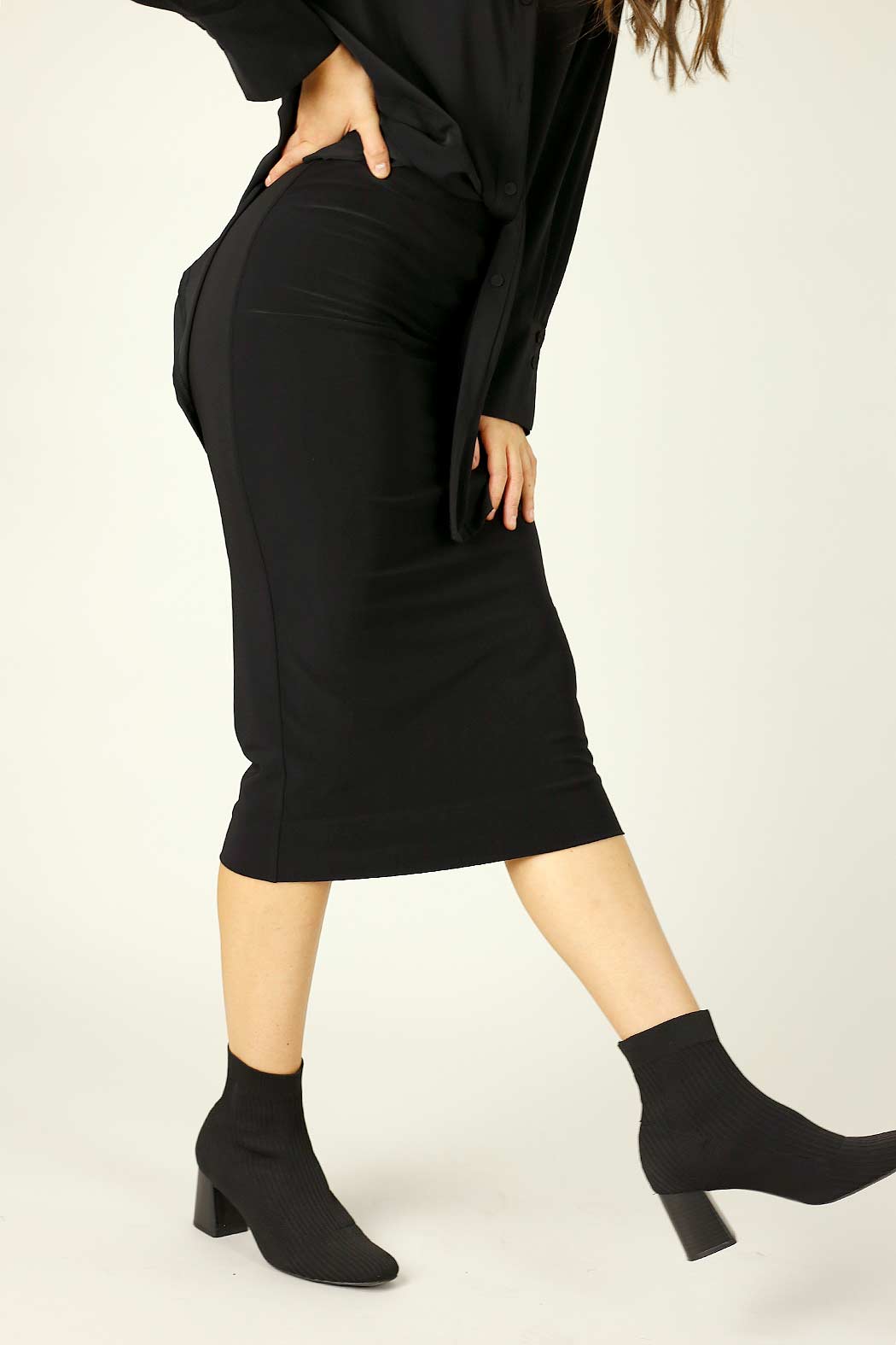 Black Jersey Midi Skirt - SALE