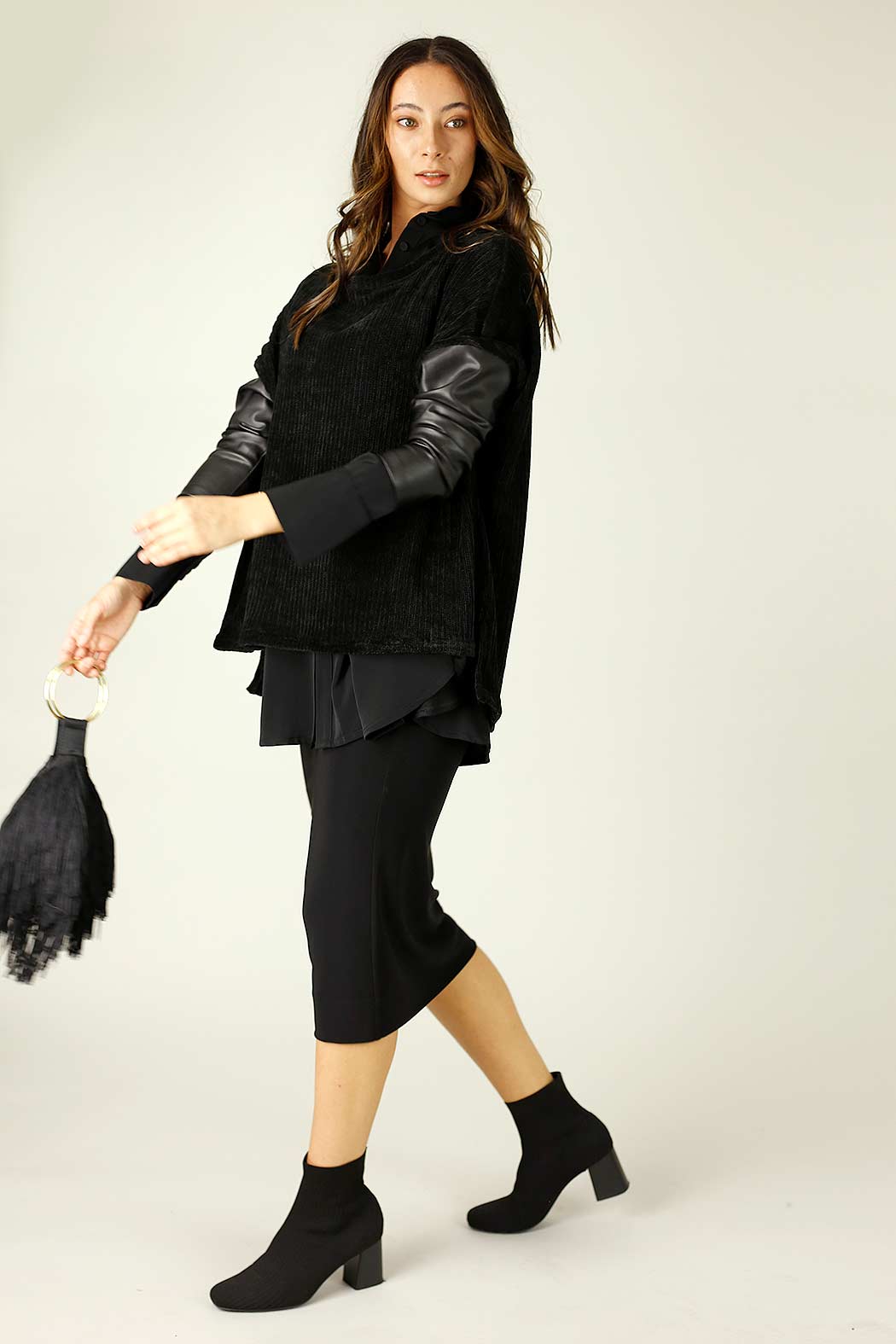 Black Jersey Midi Skirt - SALE