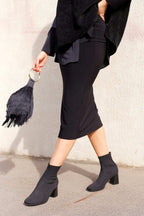 Black Jersey Midi Skirt - SALE