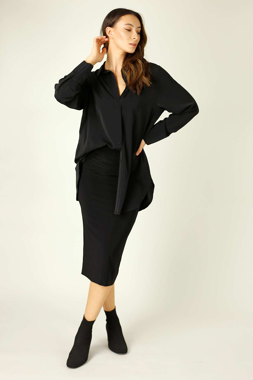 Black Jersey Midi Skirt - SALE