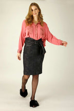 Black Foil Leatherette Mini Skirt - SALE