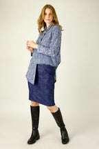 Navy Foil Leatherette Mini Skirt - FINAL SALE