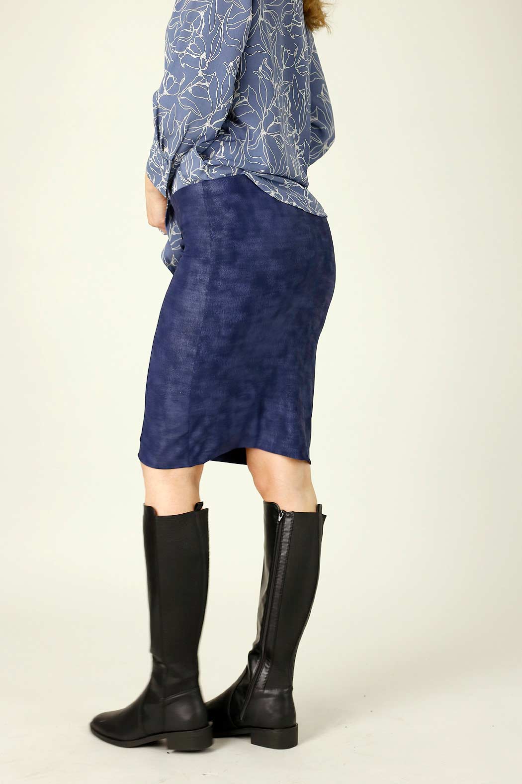 Navy Foil Leatherette Mini Skirt - FINAL SALE