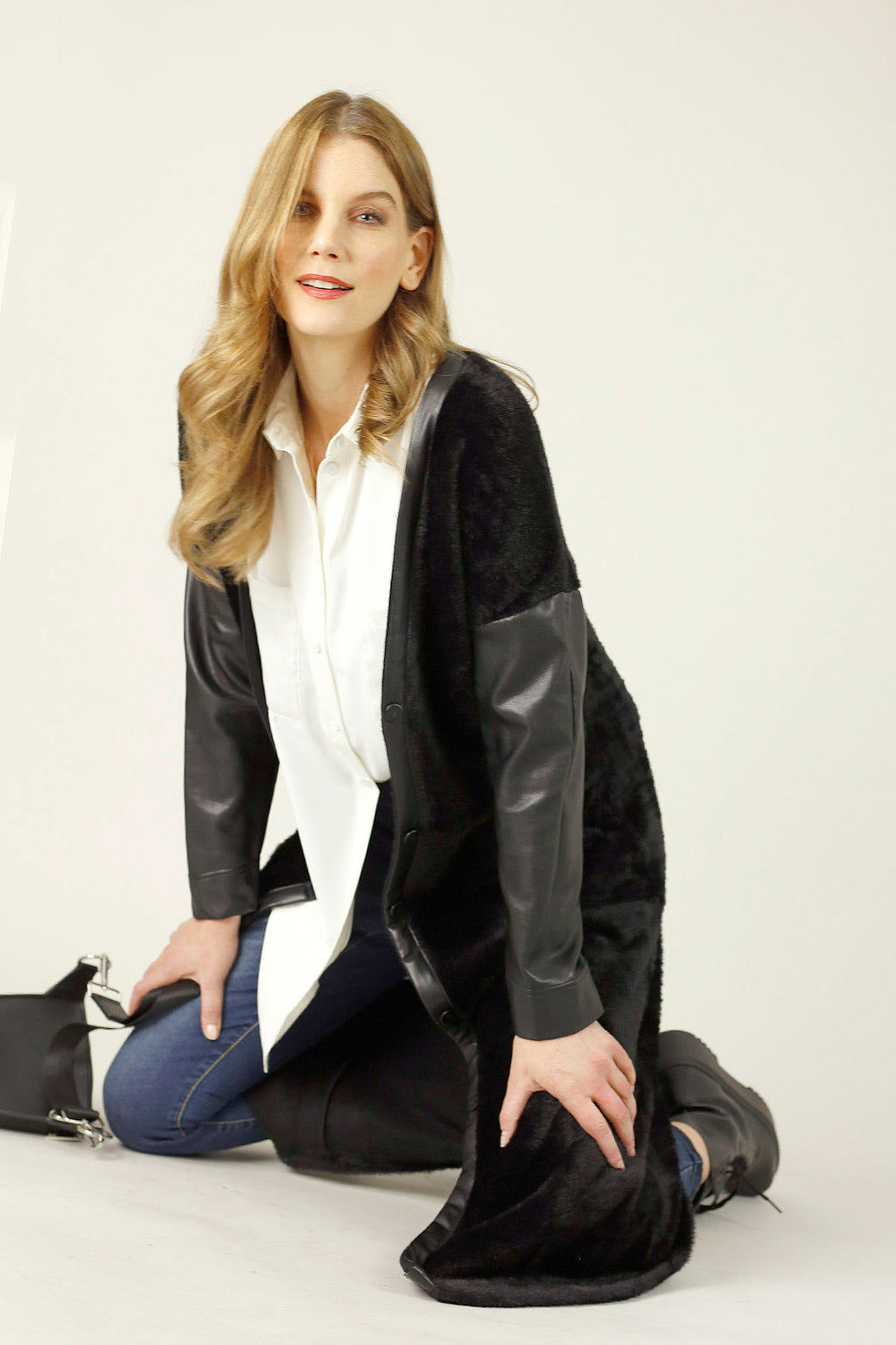 Black Faux Fur Coatigan