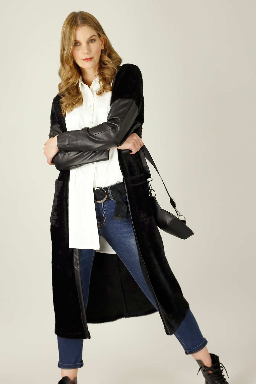 Black Faux Fur Coatigan