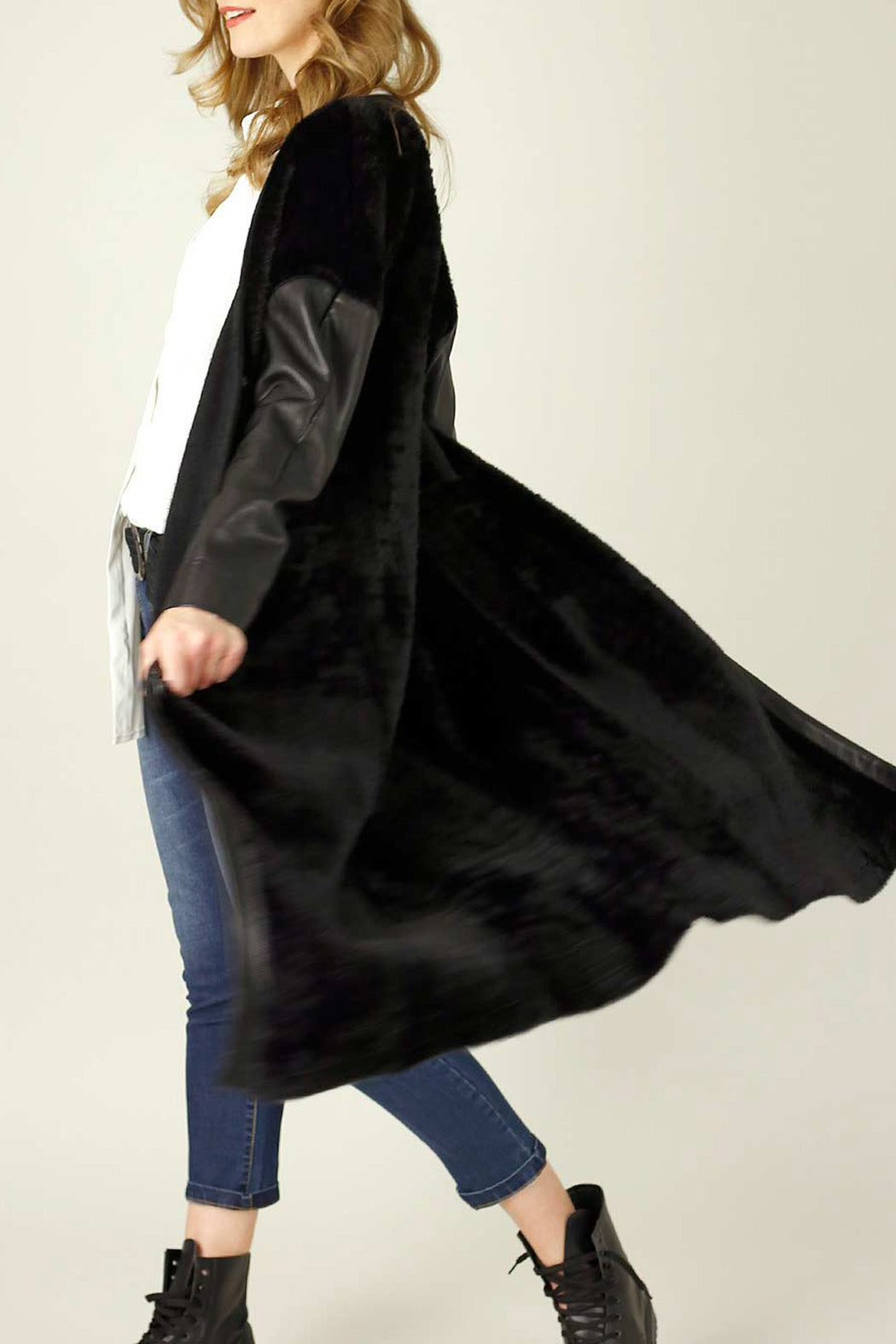 Black Faux Fur Coatigan